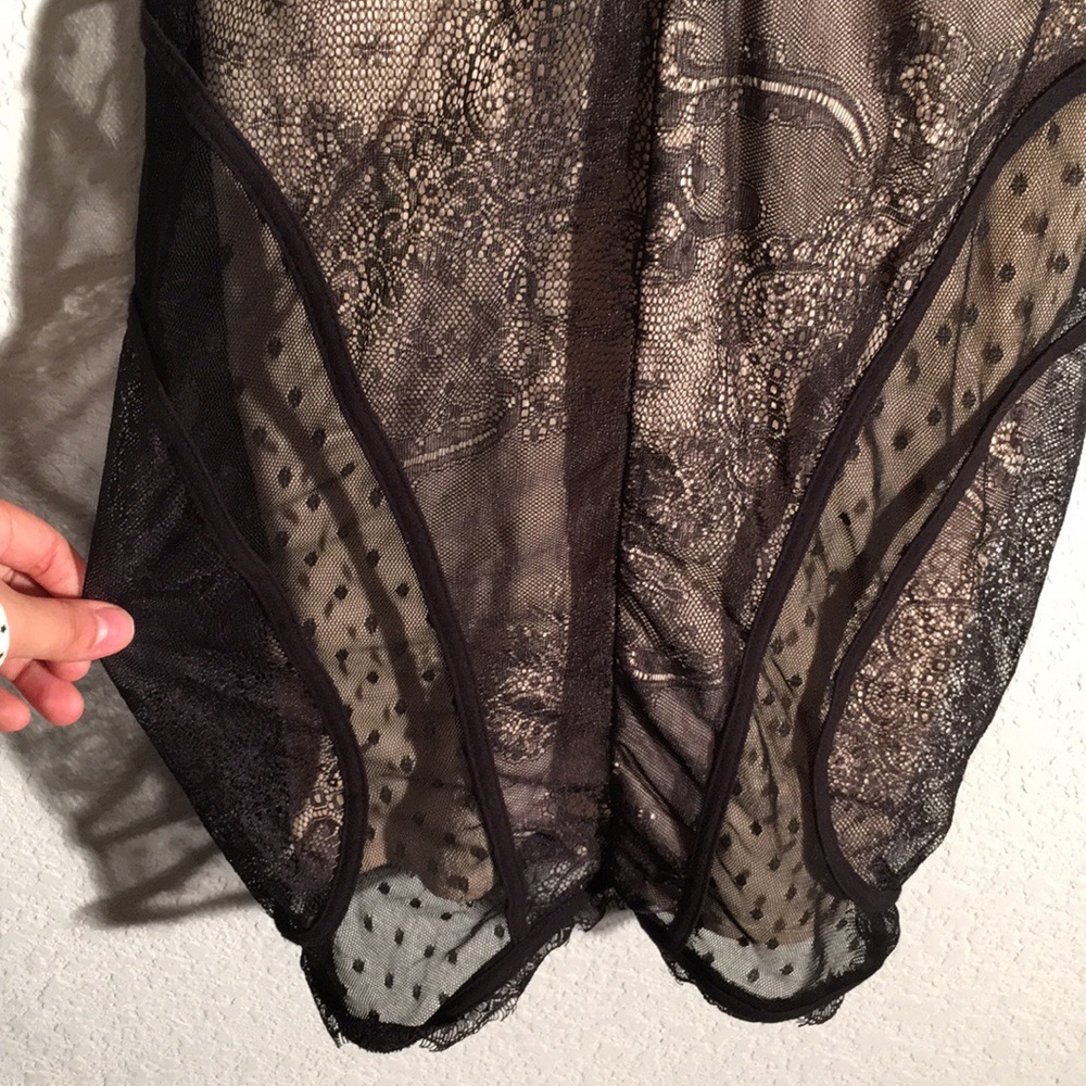 bebe Black Lace & Nude Mesh Slip Dress - Picture 5 of 8